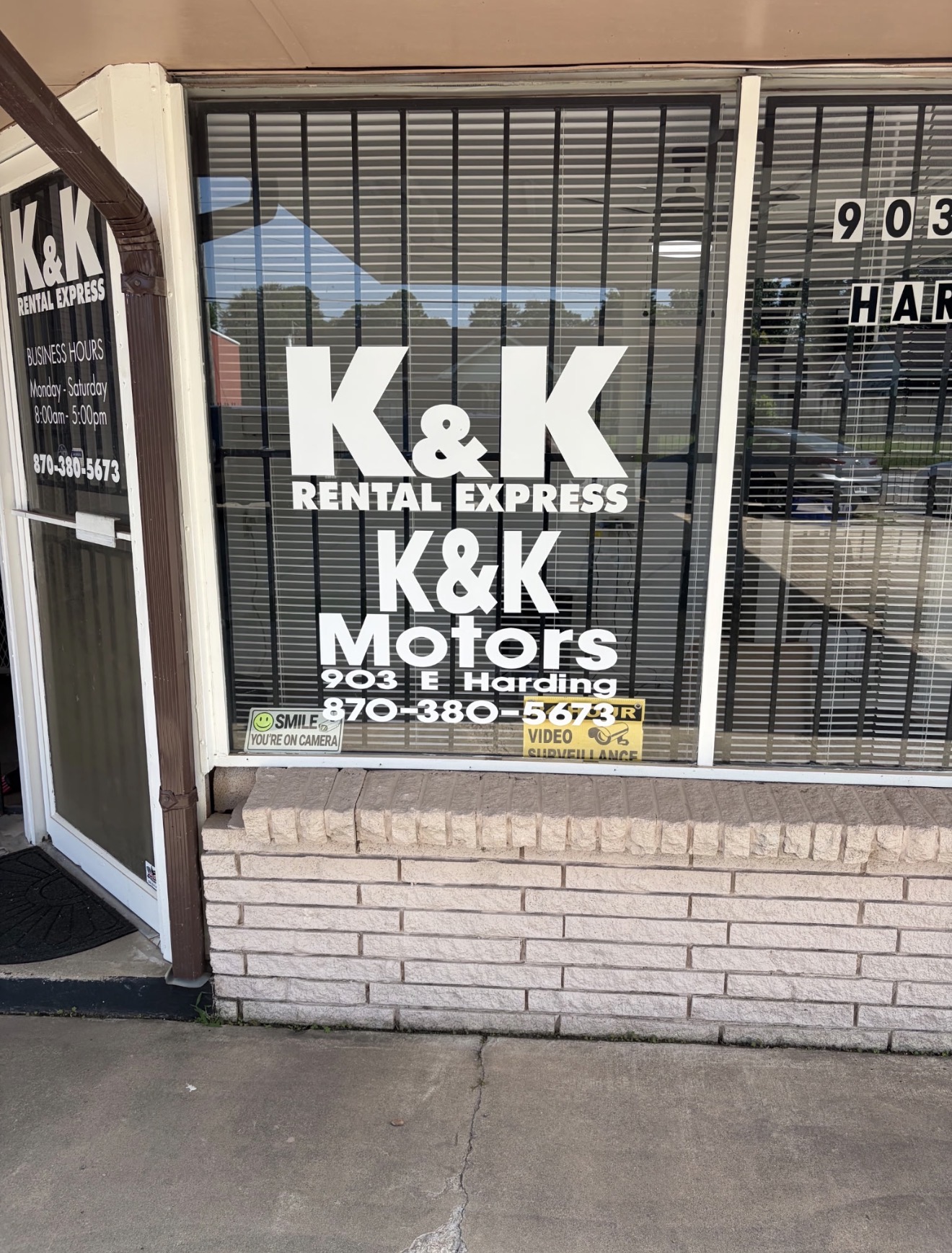 K&K Motors and K&K Rental Express storefront at 903 East Harding Avenue in Pine Bluff, Arkansas